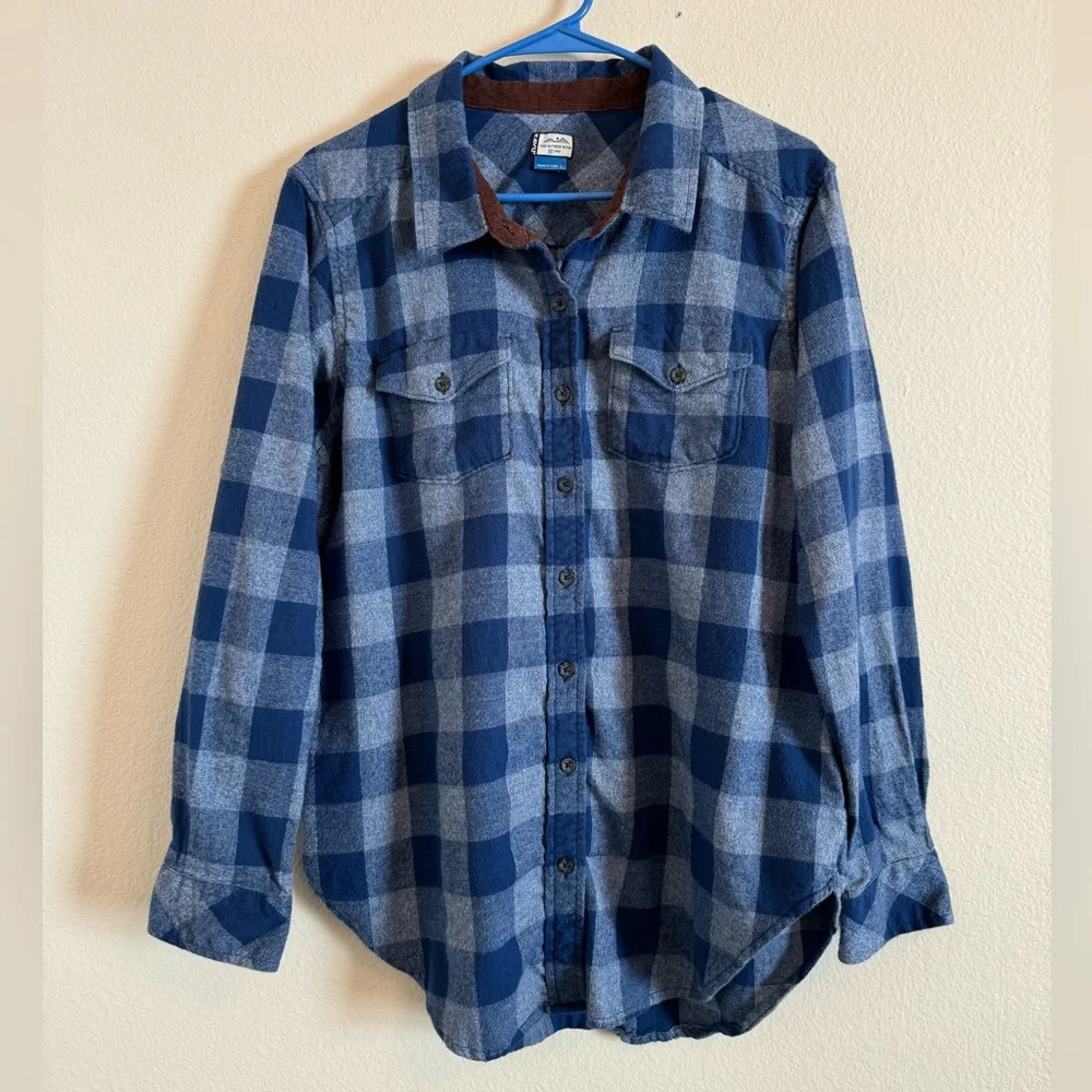 KAVU Billie Jean Shirt Long Sleeve Flannel Button Down Shirt Top Size L - Picture 1 of 13